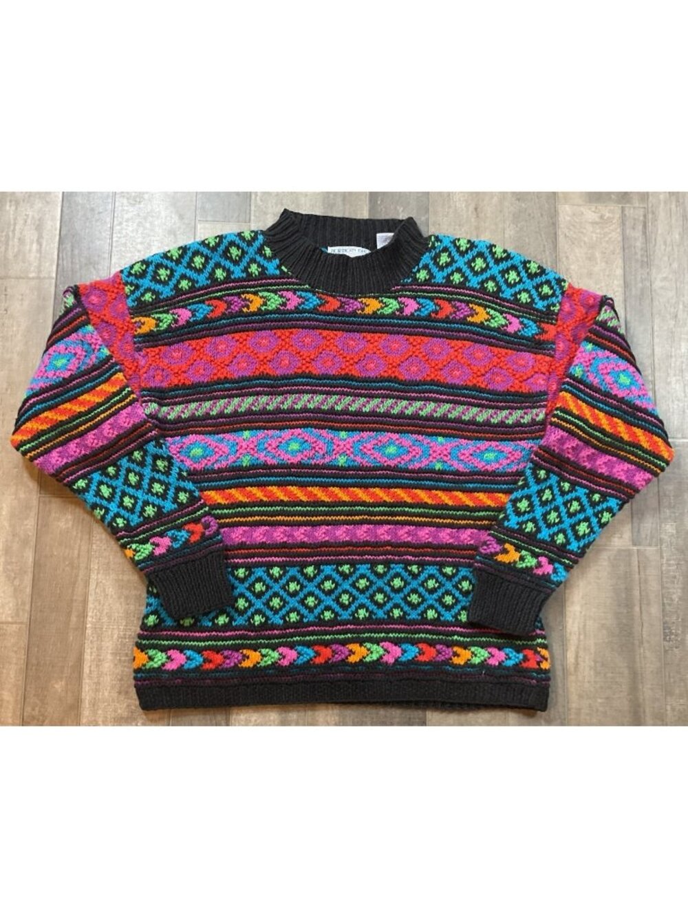 Vintage Northern Isles Sweater Colorful Knit Coogi Style Chunky Retro Medium